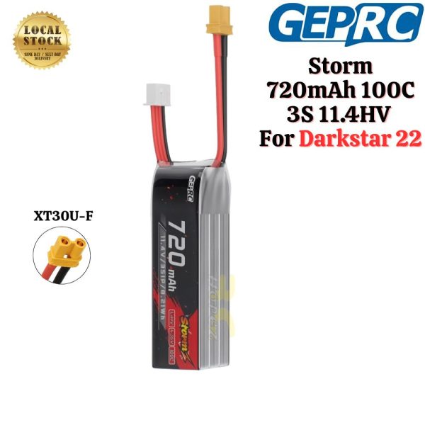 daf388fef25b225b05ce4596a6a24e26.jpeg GEPRC Storm 720mAh 3S 100C 11.4V LiHV Battery With XT30 Plug For Darkstar22 O4 Pro GEP720/100-3S