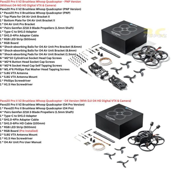 BetaFPV Pavo20 Pro II V2 DJI O4 PRO / Without HD Digital VTX Camera 3S Brushless Whoop ELRS 2.4G FPV Drone BT-Pavo20 V2
