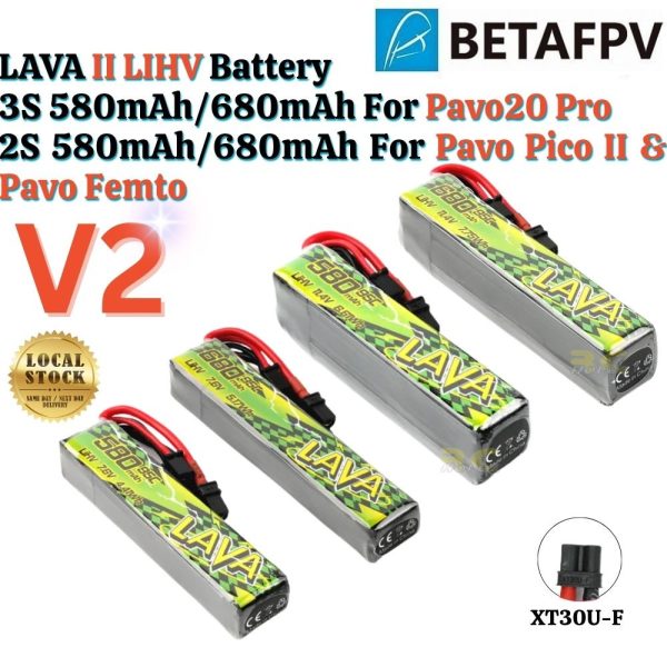 b39a01d0aac9148b0dacf23c3e989976.jpeg BetaFPV LAVA II V2 580mAh 680mAh 2S 3S 95C 7.6HV 11.4HV LIHV Lipo Battery for Pavo Femto Pavo Pico Pavo20 Pro XT30 Plug