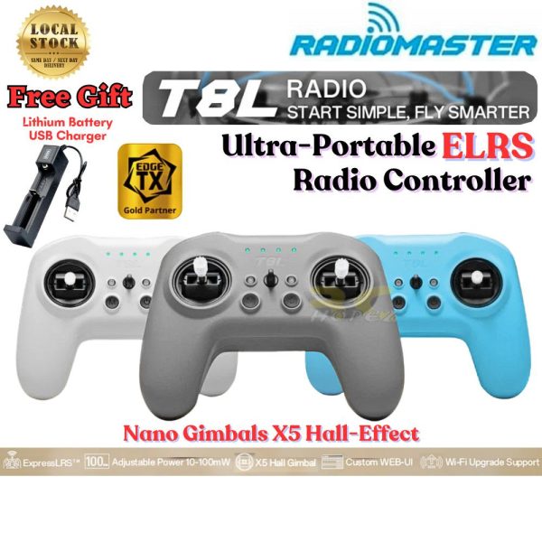 f6118d2631836a87ab4dd71ceb35db49.jpeg Radiomaster T8L Radio Controller 2.4GHz 10CH Nano Gimbal X5 Hall-effect ELRS EdgeTX Ultra-Portable Radio (Mode 2) TX-T8L