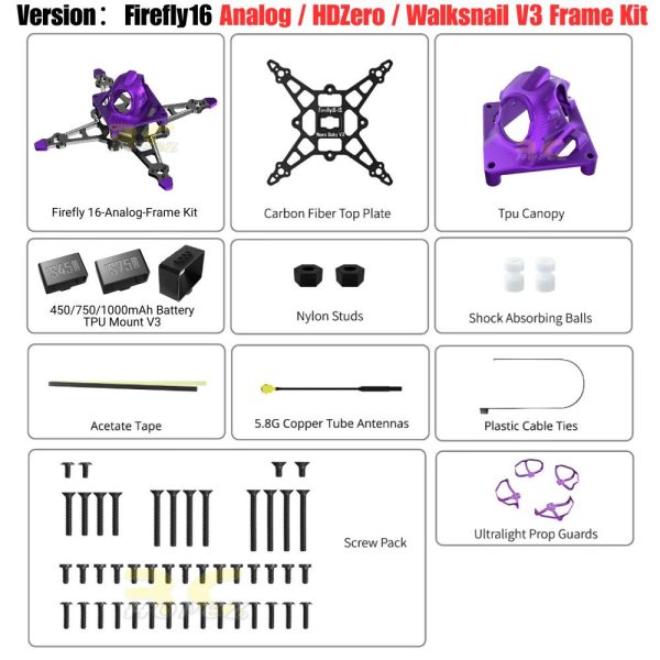 149389dd593176c0870889e7b6add8aa-1.jpeg Flywoo Firefly16 Firefly18 1S Nano Baby V3 Frame Kit Compatible DJI O4 Analog HDZero Walksnail VTX FPV Drone FW-Frame