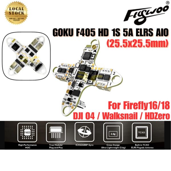 14e80625e1d250c57c924e342305d6a8.jpeg Flywoo GOKU F405 HD 1S 5A ELRS AIO 25.5x25.5mm For Firefly16 Firefly18 DJI O4 Walksnail HDZero FPV Racing Drone FW4769