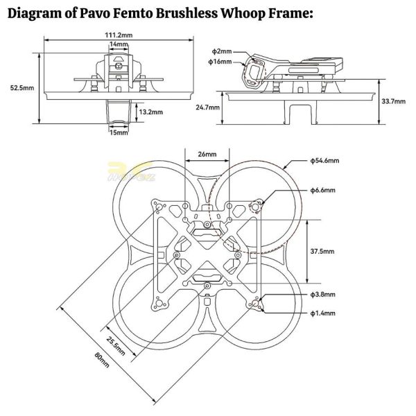 197dc68dc12969a2691b2edd758edfda.jpeg BETAFPV Pavo Pico II Brushless Whoop Frame Whoop Duct VTX Bracket For Pavo Pico II DJI O4 and O4 Pro Drone