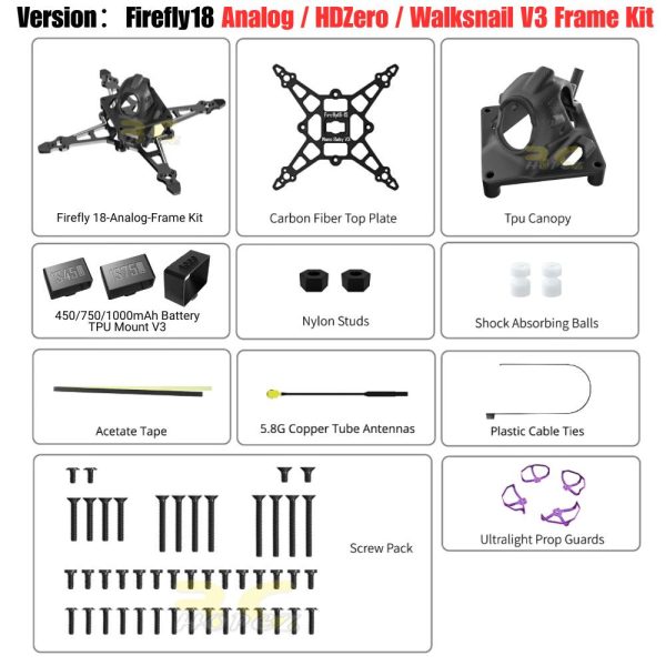 1fd6c91dba9302f0997c4b41d911fbc0-1.jpeg Flywoo Firefly16 Firefly18 1S Nano Baby V3 Frame Kit Compatible DJI O4 Analog HDZero Walksnail VTX FPV Drone FW-Frame