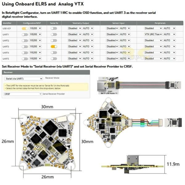 Flywoo GOKU F405 ERVT 5in1 AIO F405 FC 1S 5A ESC 400mw VTX ELRS RX OSD 25.5x25.5mm for Firefly16/18 Analog Drone FW4272