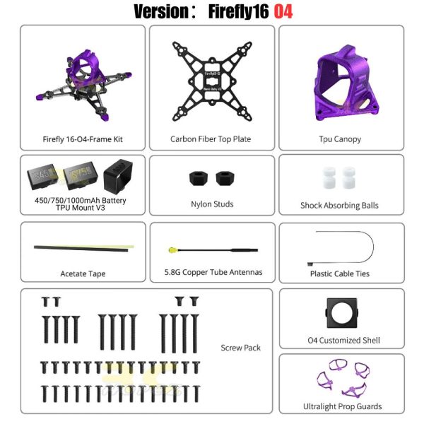56200a1214a34a051ba707b2e780f9f6-1.jpeg Flywoo Firefly16 Firefly18 1S Nano Baby V3 Frame Kit Compatible DJI O4 Analog HDZero Walksnail VTX FPV Drone FW-Frame