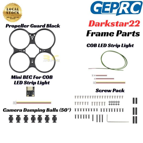 627dc427a8be3837b6ba7b32035bce20.jpeg GEPRC DarkStar22 Damping Balls / Propeller Guard / COB LED Strip Light / Mini-BEC /Screw Pack Frame Parts GEP-DS22-Parts