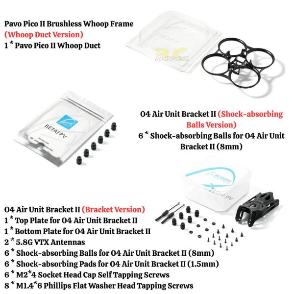 67f37aa3eeeb5913d94a1b8244d4d85e.jpeg BETAFPV Pavo Pico II Brushless Whoop Frame Whoop Duct VTX Bracket For Pavo Pico II DJI O4 and O4 Pro Drone