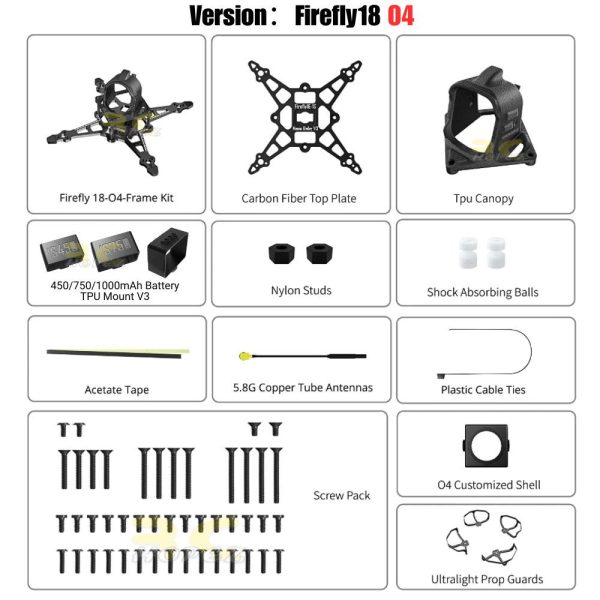 7d31e16a4cdf44b594d6543a00d535cc-1.jpeg Flywoo Firefly16 Firefly18 1S Nano Baby V3 Frame Kit Compatible DJI O4 Analog HDZero Walksnail VTX FPV Drone FW-Frame
