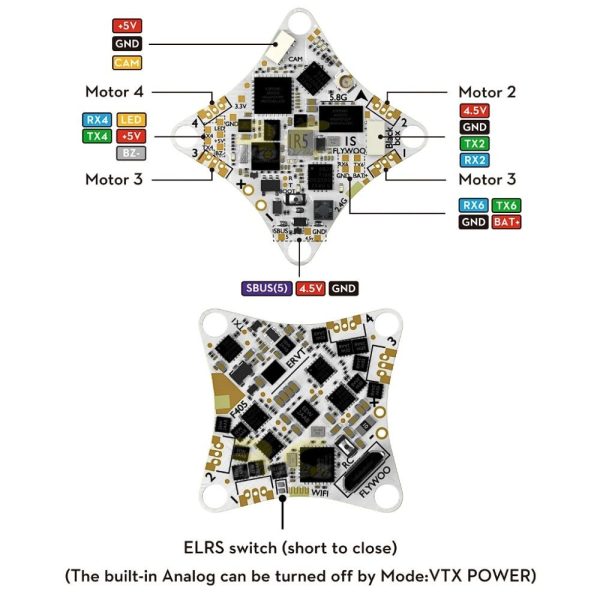 Flywoo GOKU F405 ERVT 5in1 AIO F405 FC 1S 5A ESC 400mw VTX ELRS RX OSD 25.5x25.5mm for Firefly16/18 Analog Drone FW4272