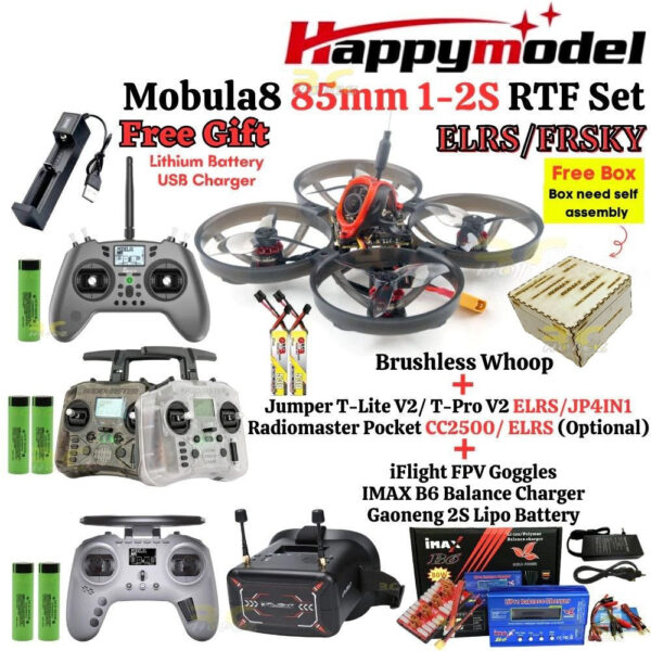 058271c38d06ce58c64b75f2acddfc79.jpeg Happymodel Mobula8 85mm 1-2S X12 V3.0 5-IN-1 AIO Whoop +RadioMaster Pocket/Jumper T Lite V2/T-Pro V2 BNF ELRS/Frsky/TBS
