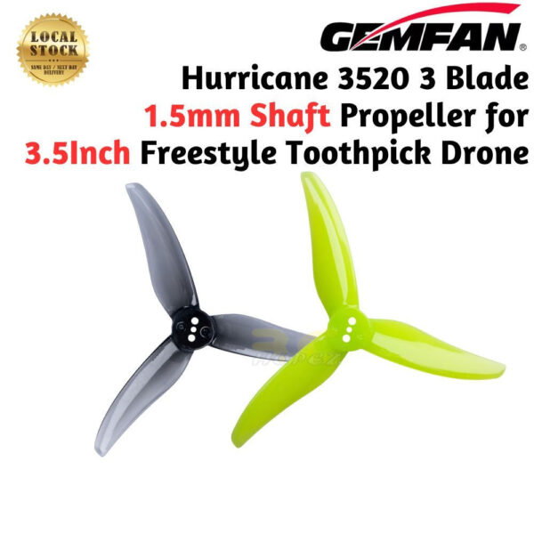 31a2380cad01318310f291e8c5246518.jpeg Gemfan Hurricane 3520 3 Blade 1.5mm Shaft Propeller for 3.5Inch Freestyle Toothpick Drone (2 Pairs/4Pcs) Gem3520