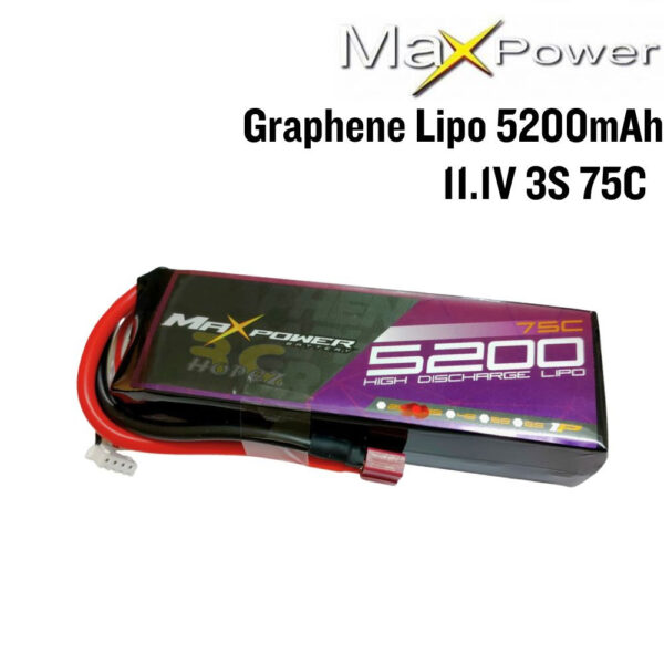 Maxpower Graphene Lipo 5200mAh 3s 11.1v 75c MP5275-3GN