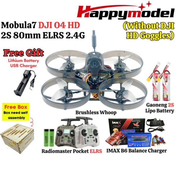 Happymodel Mobula7 O4 DJI 2S 80mm CrazyF405HD ELRS V3.0 Digital HD Micro Whoop +RadioMaster Pocket BNF ELRS