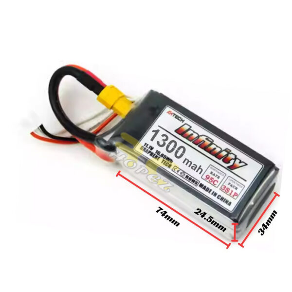 AHTECH Infinity 3S 11.1V 1300mAh 95C Graphene Lipo Battery with Dean Plug / XT60 AI1300