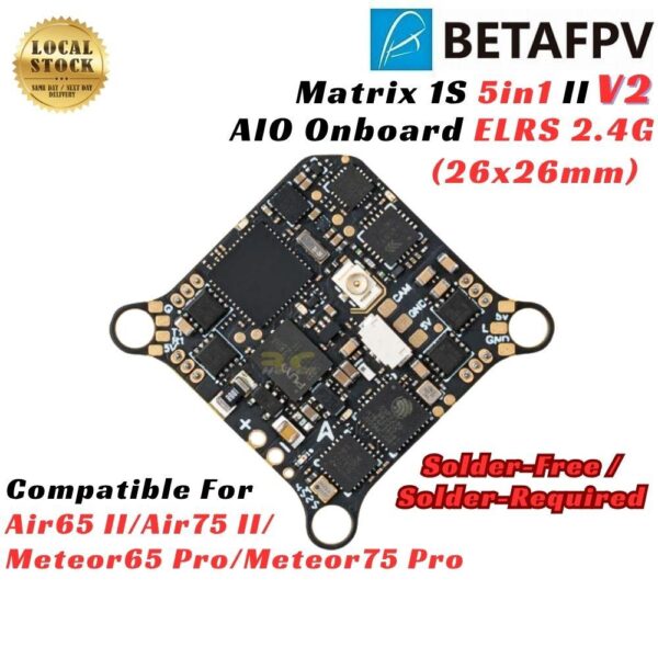 BetaFPV Matrix II 1S 5in1 26×26mm AIO Flight Controller 12A ESC ELRS 2.4G For Air65II 75II Meteor65/75 Pro BT-Matrix V2
