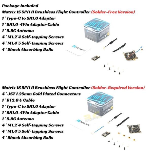 BetaFPV Matrix II 1S 5in1 26×26mm AIO Flight Controller 12A ESC ELRS 2.4G For Air65II 75II Meteor65/75 Pro BT-Matrix V2