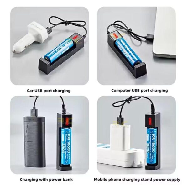 Universal Intelligent Battery Charging 1 Port Charger 3.7V USB Rechargeable Lithium Battery Charger for 18650 14500 1634