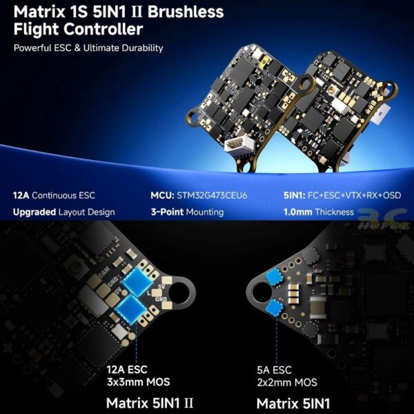 BetaFPV Matrix II 1S 5in1 26×26mm AIO Flight Controller 12A ESC ELRS 2.4G For Air65II 75II Meteor65/75 Pro BT-Matrix V2