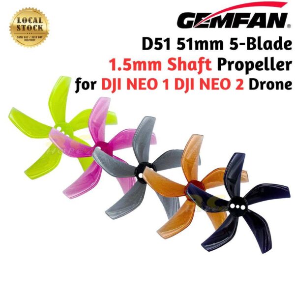 12099dbf33f5779f087641372713e77a.jpeg Gemfan D51 51mm 2Inch 5-Blade 1.5mm Hole Ducted CineWhoop Propeller for DJI NEO 1 DJI NEO 2 Drone(4pairs/8pcs)