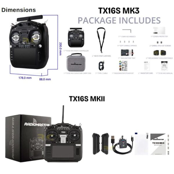 Radiomaster TX16S MK3 Radio Controller 16CH V6 Hall Gimbals / Mark II V4.0 Hall Gimbals ELRS/Mode 2 (4GB Batch)