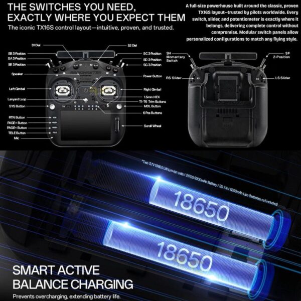 Radiomaster TX16S MK3 Radio Controller 16CH V6 Hall Gimbals / Mark II V4.0 Hall Gimbals ELRS/Mode 2 (4GB Batch)