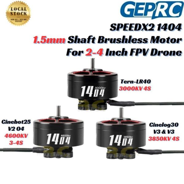 GEPRC SPEEDX2 1404 3000KV 3850KV 4600KV 3-4S 1.5mm Shaft Brushless Motor For Tern-LR40 Cinelog30 V3 V2 Cinebot25 V2 O4