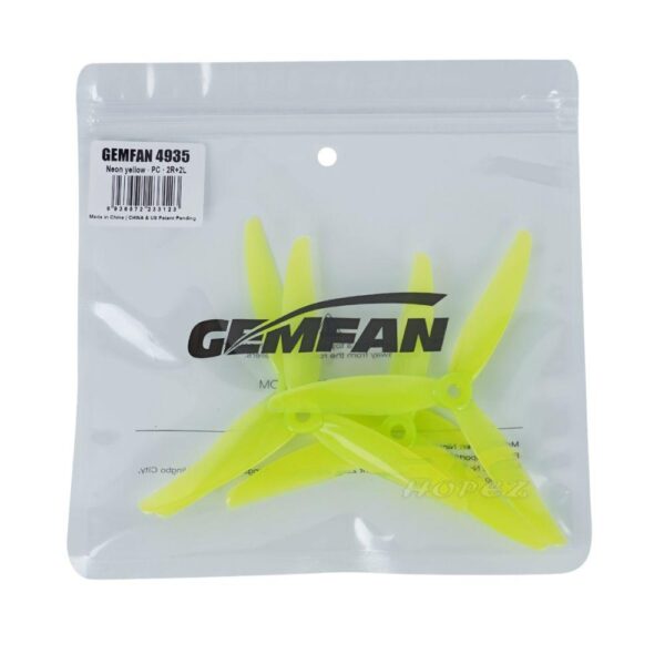 Gemfan 4935 4.9 Inch 3 Blade Propeller For Motor 2207 5mm Hole FPV Racing Drone (2 Pairs/4Pcs) Gem4935-3