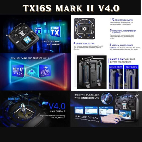 Radiomaster TX16S MK3 Radio Controller 16CH V6 Hall Gimbals / Mark II V4.0 Hall Gimbals ELRS/Mode 2 (4GB Batch)