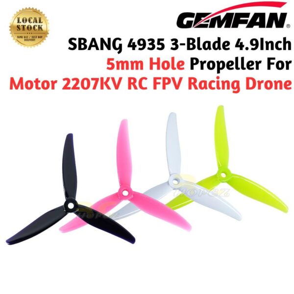 824338115ed34c28a3d8a25d02acdcf8.jpeg Gemfan 4935 4.9 Inch 3 Blade Propeller For Motor 2207 5mm Hole FPV Racing Drone (2 Pairs/4Pcs) Gem4935-3