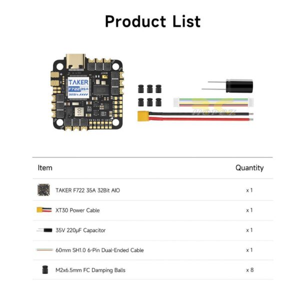 GEPRC TAKER F722 35A 32Bit AIO 2-6S Support INAV PWM 128K 25.5×25.5mm For Cinebot25 V2 DJI O4  FPV Drone GEP8181