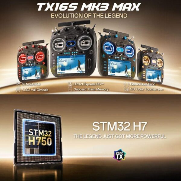 Radiomaster TX16S MK3 MAX Radio Controller AG02 CNC Hall Gimbals 16CH 5Inch IPS Touchscreen ELRS/Mode 2 (4GB Batch)