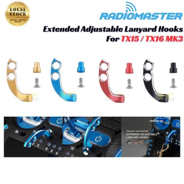 eed5da8829a36440545342157c6a805b.jpeg Radiomaster TX15 TX16S MK3 CNC Aluminum Extended Adjustable Lanyard Hook Improve Radio Controller Balance TX0127