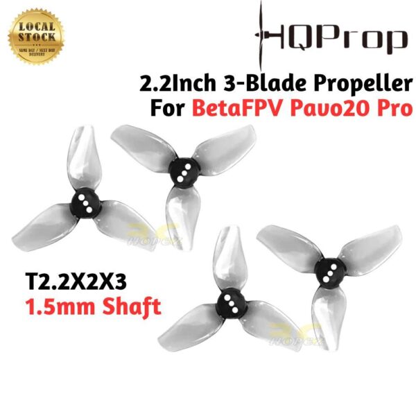 HQProp T2.2X2X3 3-Blade Propeller 1.5mm Shaft For BetaFPV Pavo20 Pro 2.2Inch FPV Drone (2pairs/4pcs) HQT222