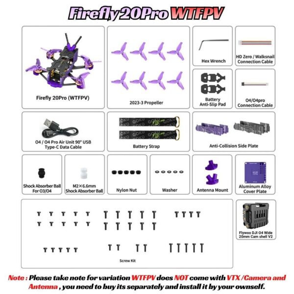 461a361f01c3e07c6e4c4f63e00813a7.jpeg Flywoo Firefly 20PRO 4S DJI O4 / O4 Wide / WTFPV Without Camera VTX 2 Inch PNP/ELRS 2.4G Micro Freestyle FPV Drone Firefly20-O4