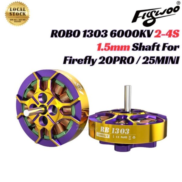 bee6c935fdc224aaeea6d8f512ef7ff5.jpeg Flywoo ROBO 1303 6000KV 2-4S 1.5mm Shaft Brushless Motor for Firefly 20PRO 4S 25MINI 3S RC FPV Drone FW1303-60