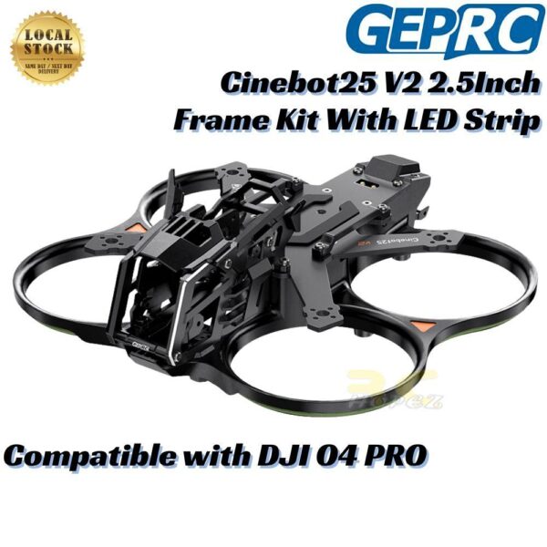 c0e9a90f746e4164afa21545f477fd0f.jpeg GEPRC Cinebot25 V2 2.5Inch Frame Kit Compatible with DJI O4 PRO For RC Drone DIY Drone With LED Strip GEP25-V2O4 Frame