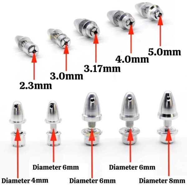 Aluminum Bullet Propeller Adapter Holder 2.3/3.0/3.17/4.0/5.0mm (Optional) For Brushless Motor Prop PAH-N