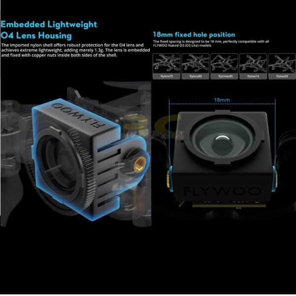 Flywoo DJI O4 Camera Shell DJI O4 Camera Mount Adapter to 18mm For O4 Air Unit FW-Camera Shell
