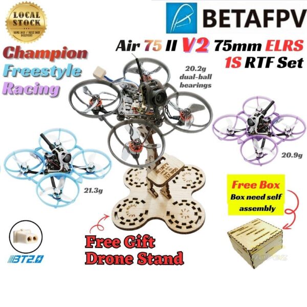 BetaFPV Air75 II V2 Brushless Whoop Quadcopter ELRS 75mm 1S Lightweight Champion Racing Freestyle+RMaster Pocket