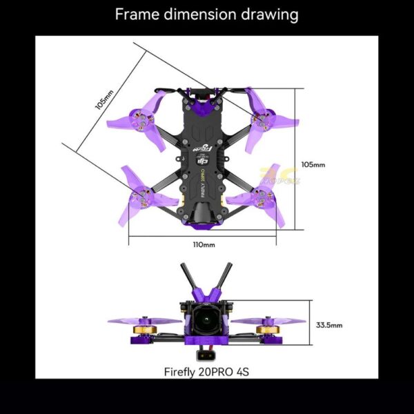 332cf319564a58938d81d96c9b6f59f4.jpeg Flywoo Firefly 20Pro 4S Frame Kit Compatible DJI O4/ O4 Pro HDZero Walksnail Digital FPV System FW-Firefly 20Pro Frame