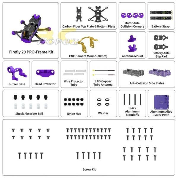 d9f4460095b3155ba00e40d4663b5542.jpeg Flywoo Firefly 20Pro 4S Frame Kit Compatible DJI O4/ O4 Pro HDZero Walksnail Digital FPV System FW-Firefly 20Pro Frame