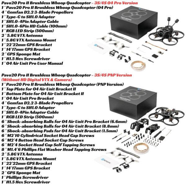 BetaFPV Pavo20 Pro II V2 3S 4S DJI O4 PRO/Without HD VTX Camera Brushless 2.2Inch Whoop ELRS 2.4G FPV Drone BT-PV20 V2