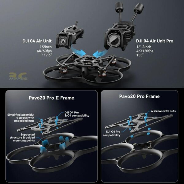 BetaFPV Pavo20 Pro II V2 Brushless Whoop Frame Whoop Duct Compatible For O4/O4 Pro/O4 Wide Air Unit FPV Drone BT-PV20 II