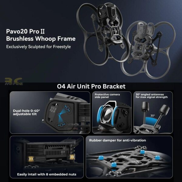 BetaFPV Pavo20 Pro II V2 Brushless Whoop Frame Whoop Duct Compatible For O4/O4 Pro/O4 Wide Air Unit FPV Drone BT-PV20 II