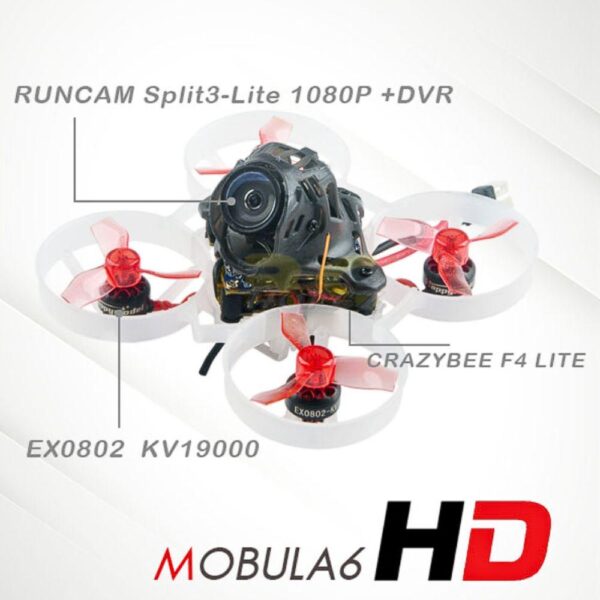 7f0ed5754762115b0ac986321575edf0.jpeg Happymodel Mobula6 HD 27g 65mm Crazybee F4 Lite 1S Whoop BNF w/Runcam Split3-lite 1080P HD DVR Camera – Flysky HP600-FL
