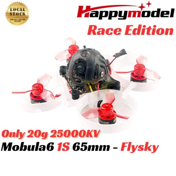 Happymodel Mobula6 20g 65mm Crazybee F4 Lite 1S Whoop BNF w/Runcam Nano 3 Cam Race Edition (25000KV) – Flysky HP006-FL