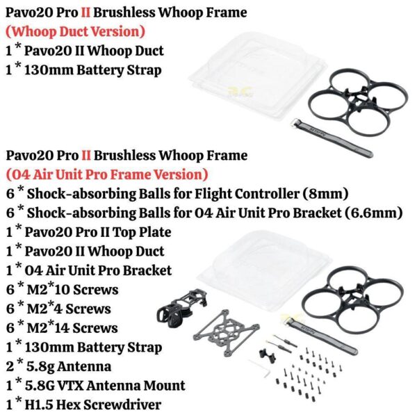 BetaFPV Pavo20 Pro II V2 Brushless Whoop Frame Whoop Duct Compatible For O4/O4 Pro/O4 Wide Air Unit FPV Drone BT-PV20 II