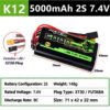 HATE K12 5000mah 2S 8C 7.4V Lipo Transmitter Battery with XT30 JR Futaba Plug For Boxer TX16S TX15 HT5000/8-2S3