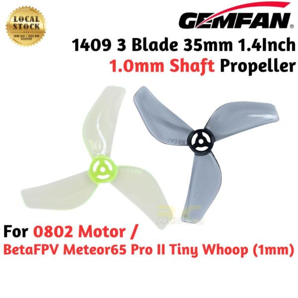 2cd3105d822bc71a244c98cd8650d314.jpeg Gemfan 1409 35mm 1.0mm Shaft 1.4Inch 3 Blade Propeller for BetaFPV Meteor65 Pro II 0802 Motor (4 Pairs/8Pcs) Gem1409-3